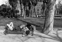 Two girls on a bench.